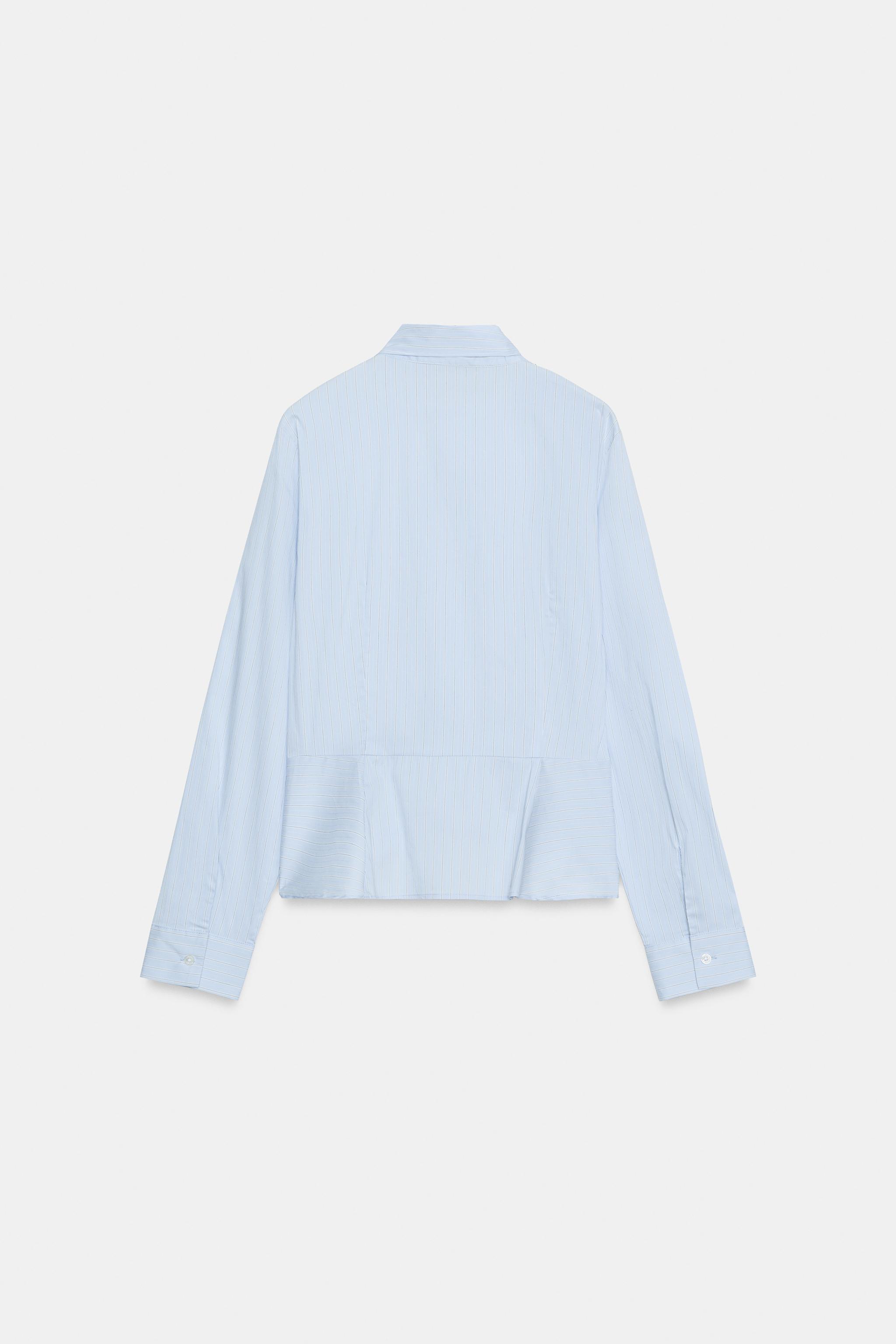 STRIPED TIE-NECK BLOUSE